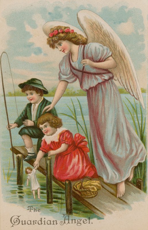 The Guardian Angel, beskytter gutt, jente og dukkefiske av English School