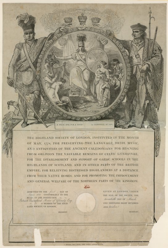Highland Society of London. Innstiftet 1778 av English School