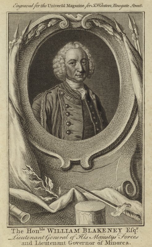Den ærede William Blakeney Esquire, generalløytnant for Hans Majestys styrker og guvernør i Menorca av English School