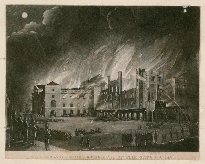 Houses of Lords and Commons i brann, 16. oktober 1834 av English School