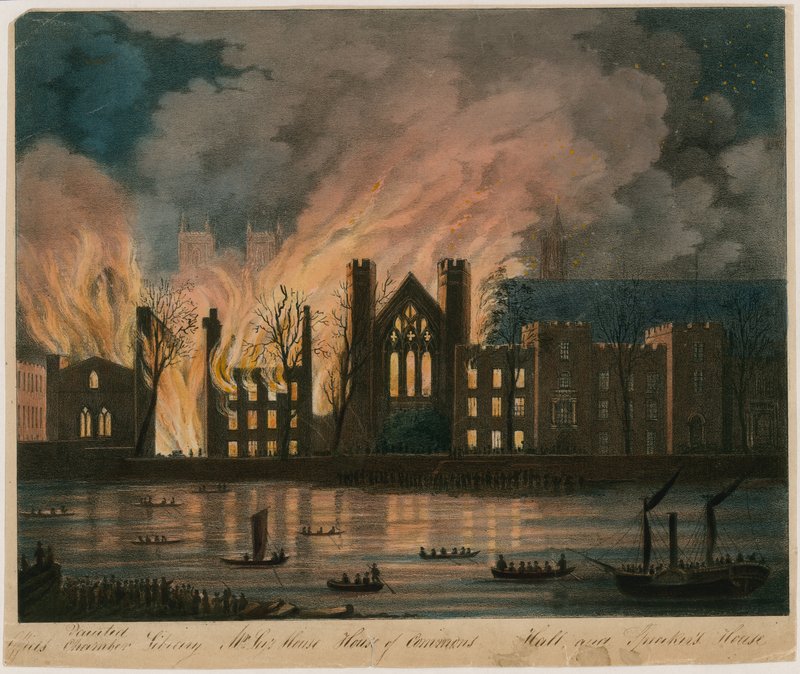 Houses of Lords and Commons i brann, 16. oktober 1834 av English School