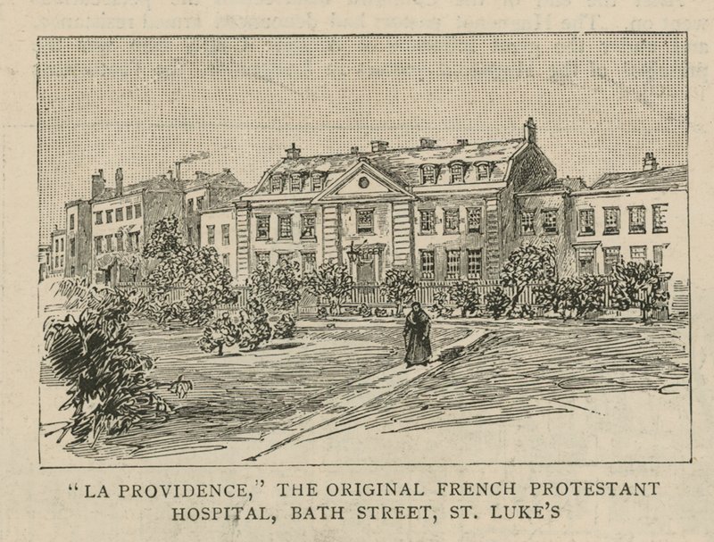 Hugenottene i England: La Providence, det originale franske protestantiske sykehuset, Bath Street, St Lukes av English School