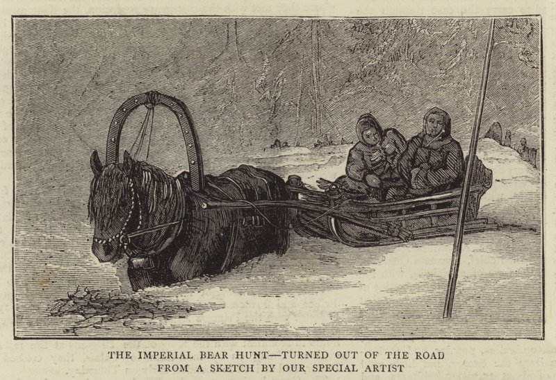 The Imperial Bear Hunt, slått ut av veien (gravering) av English School