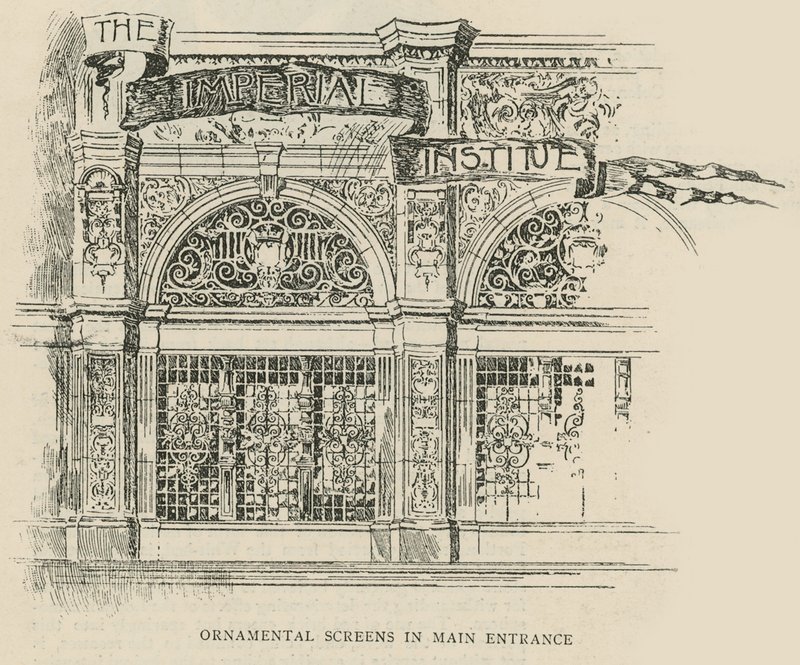 The Imperial Institute: Ornamentale skjermer i hovedinngangen av English School