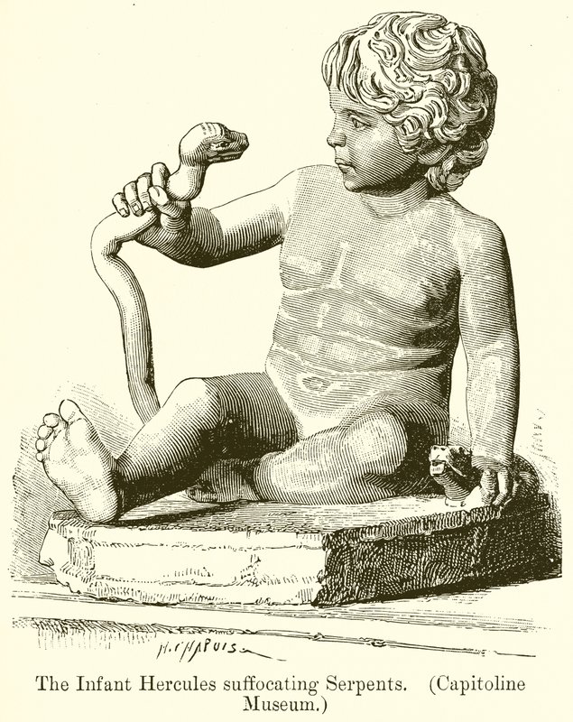 Spedbarnet Hercules kvelende slanger. (Capitoline Museum) av English School