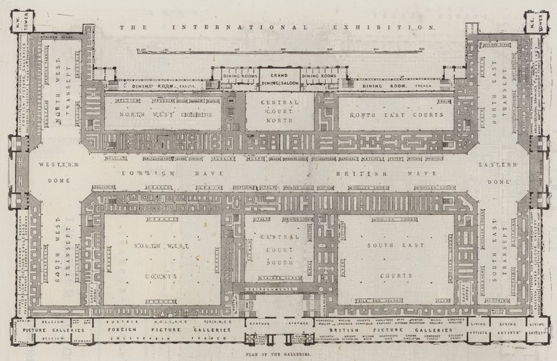 Den internasjonale utstillingen, Plan over galleriene (gravering) av English School