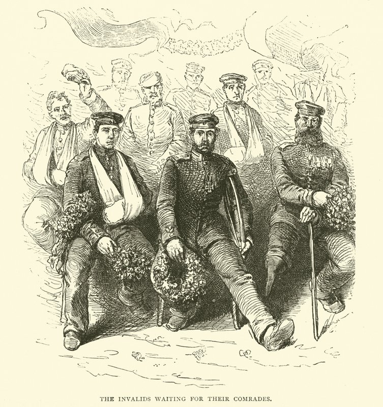 Invalidene venter på kameratene sine, 1871-2 av English School