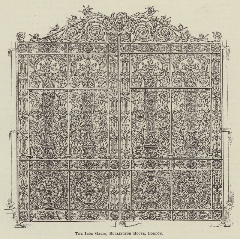 Jernportene, Burlington House, London (gravering) av English School