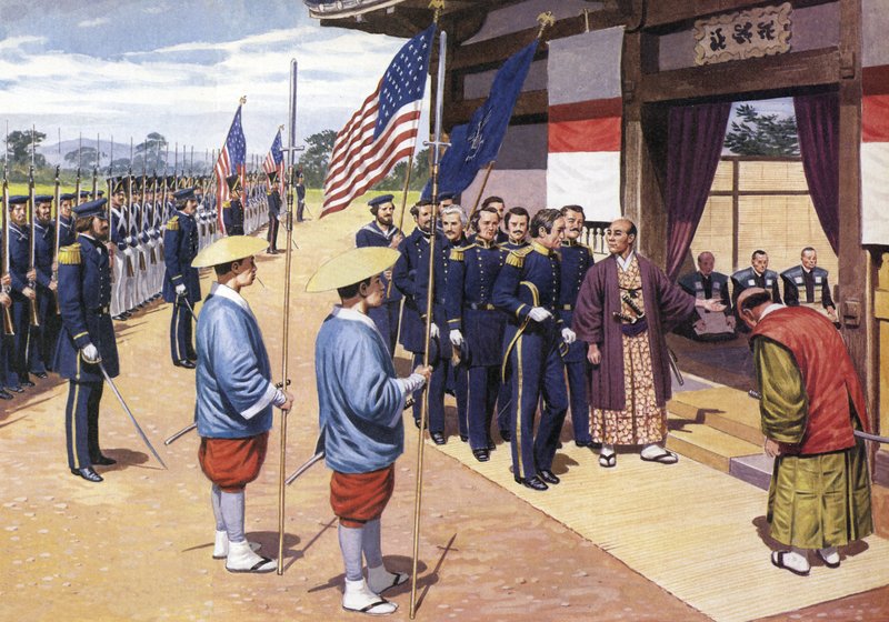 Japanerne gir etter for Commodore Perry av English School