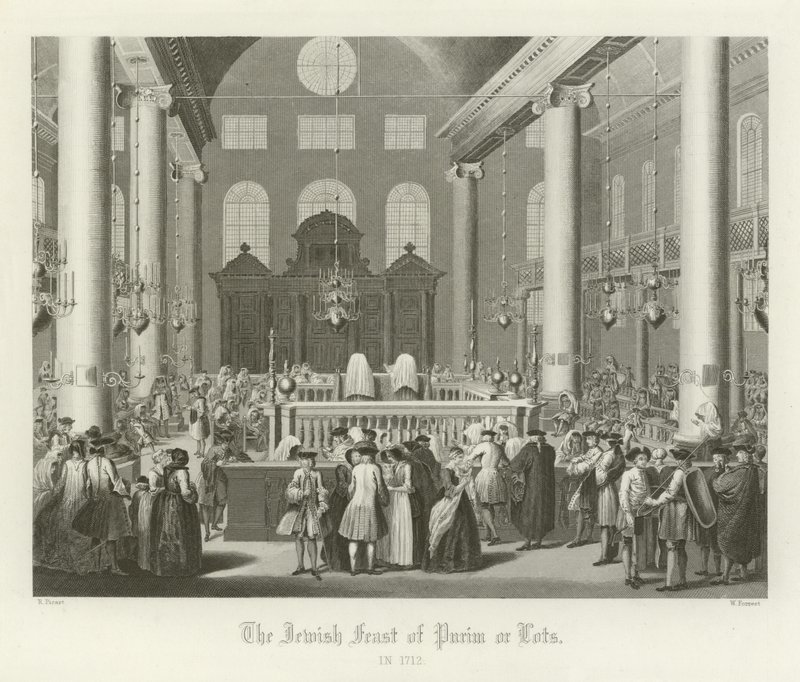 Den jødiske festen Purim, eller lodd, 1712 av English School