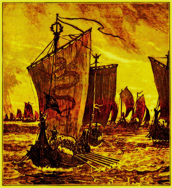 The Keels of the Northmen, illustrasjon for History of England av H. O. Arnold-Forster, utgitt 1897 (digitalt forbedret bilde) av English School