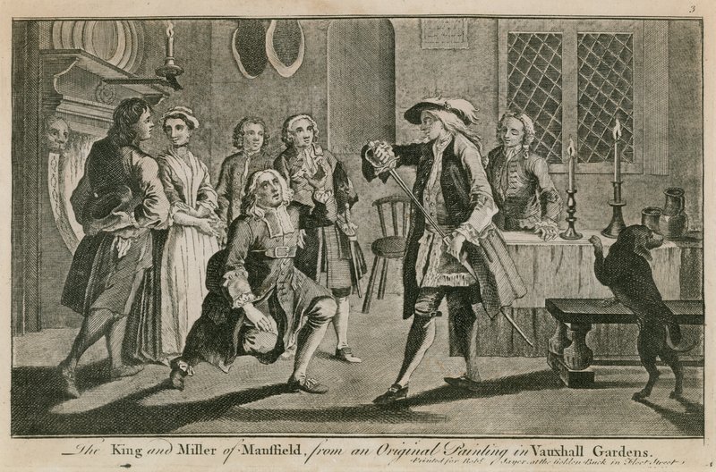 Kongen og mølleren av Mansfield fra et originalt maleri i Vauxhall Gardens, London av English School