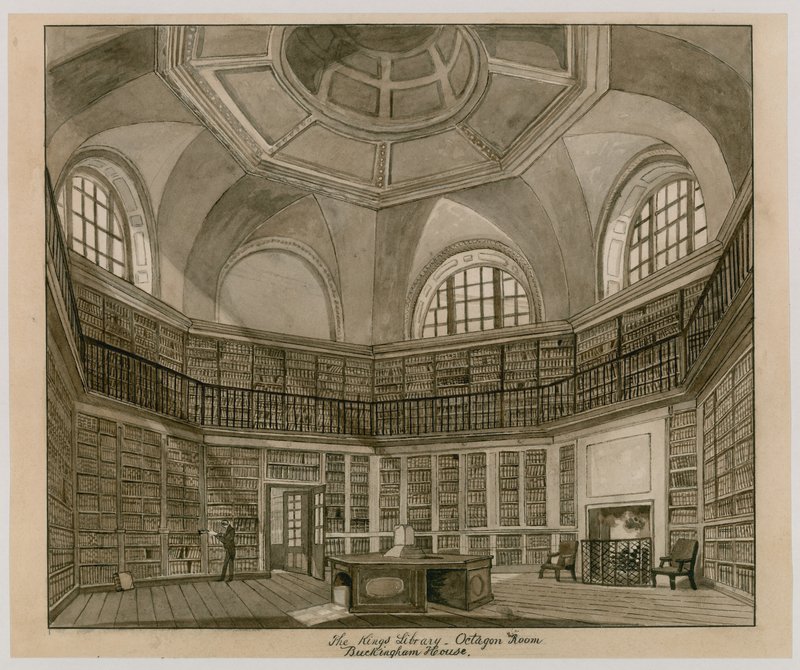The Kings Library, Octagon Room, Buckingham Palace (wc på papir) av English School