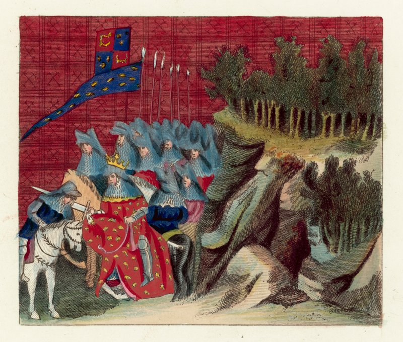 The Knighting of Henry, Son of the Duke of Lancaster (farget gravering) av English School