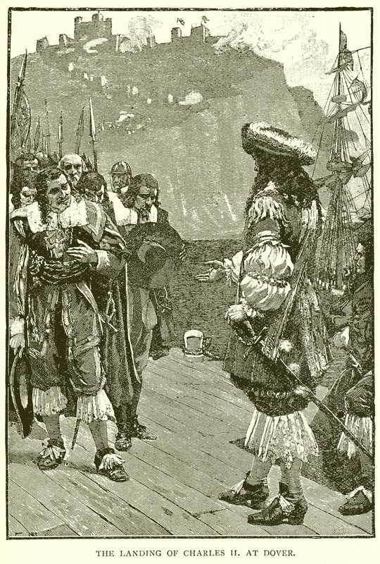 Landingen til Charles II ved Dover av English School