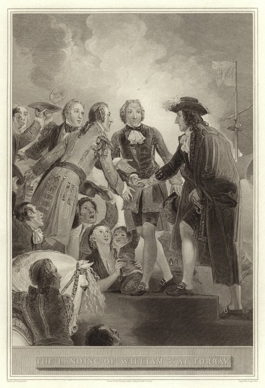 The Landing of William 3d på Torbay av English School