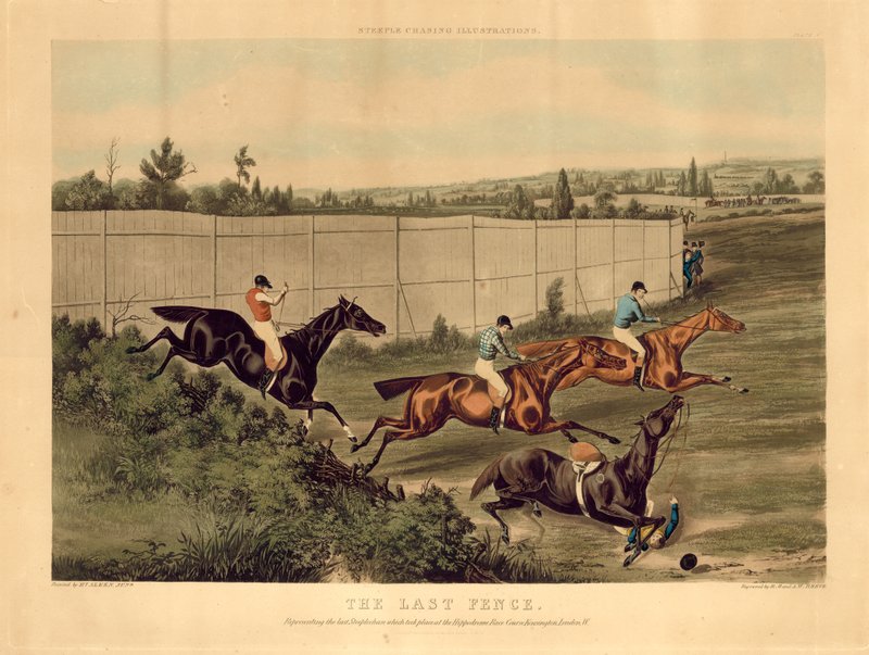The Last Fence, som representerer den siste steeplechase som fant sted på Hippodrome Race Course, Kensington, London av English School