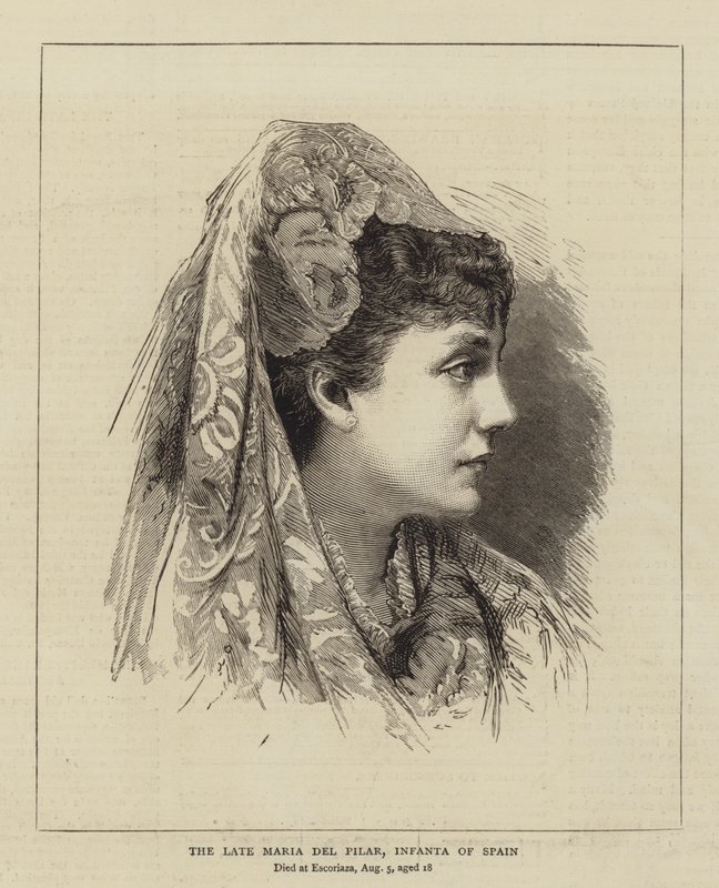 The Late Maria del Pilar, Infanta of Spain (gravering) av English School