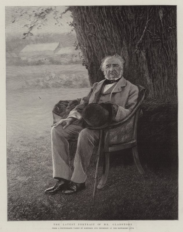 De siste portrettene av Mr Gladstone (gravering) av English School