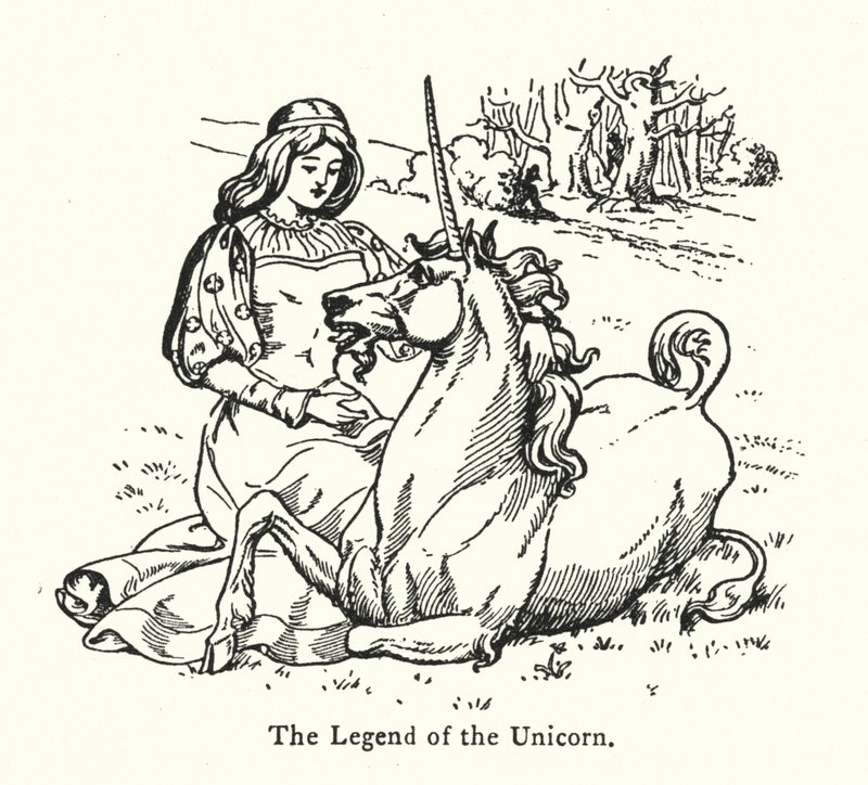 The Legend of the Unicorn (gravering) av English School