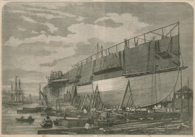 Leviathan i gården i Millwall, London, før lanseringen av English School