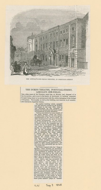 Lincolns Inn Fields Theatre i Portugal Street av English School
