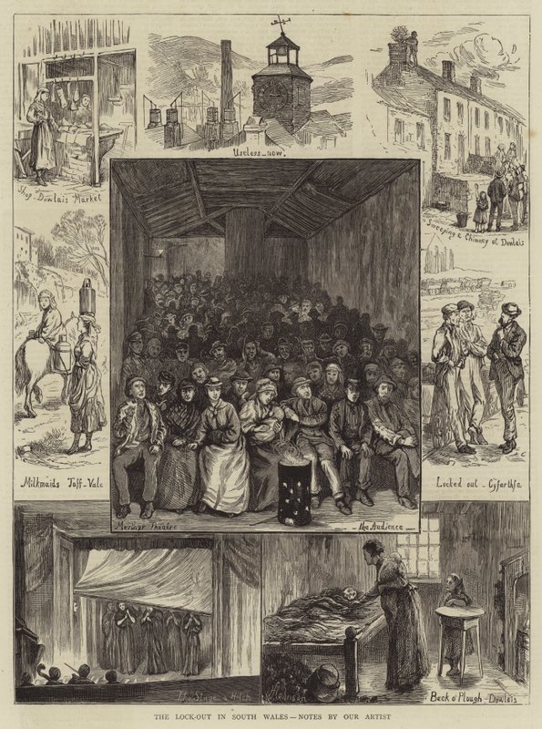 The Lock-Out i Sør-Wales, notater av kunstneren vår (gravering) av English School