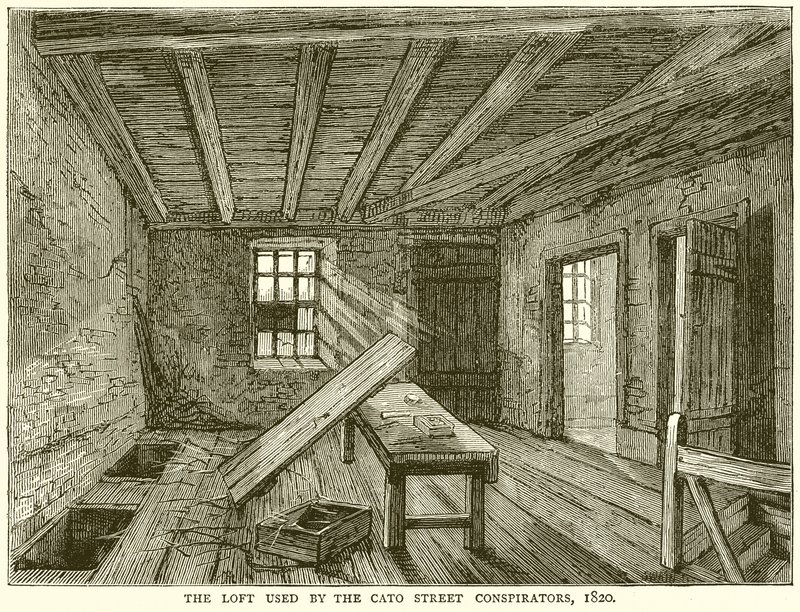 The Loft brukt av Cato Street Conspirators, 1820 av English School