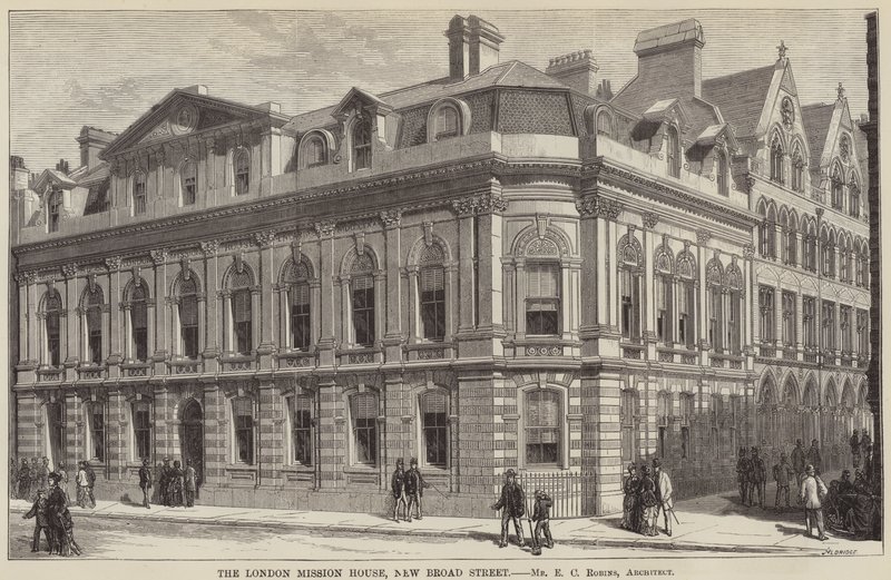 London Mission House, New Broad Street (gravering) av English School