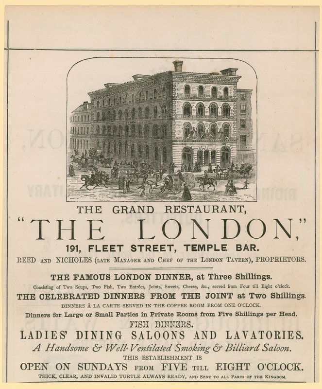 The London, restaurant, 191 Fleet Street, Temple Bar av English School