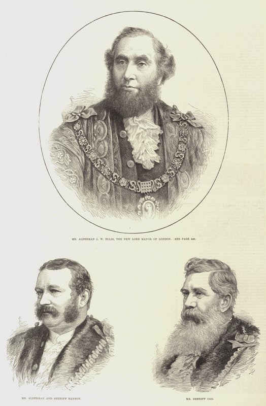 Lord Mayor and Sheriffs of London (gravering) av English School