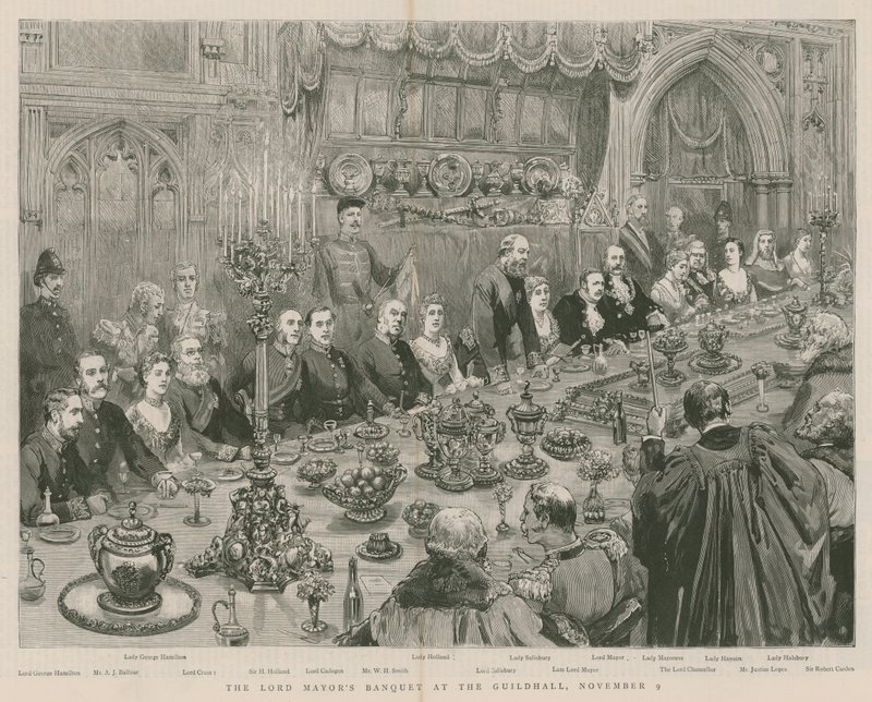 Lord Mayors Bankett i Guildhall, London, 9. november 1887 av English School