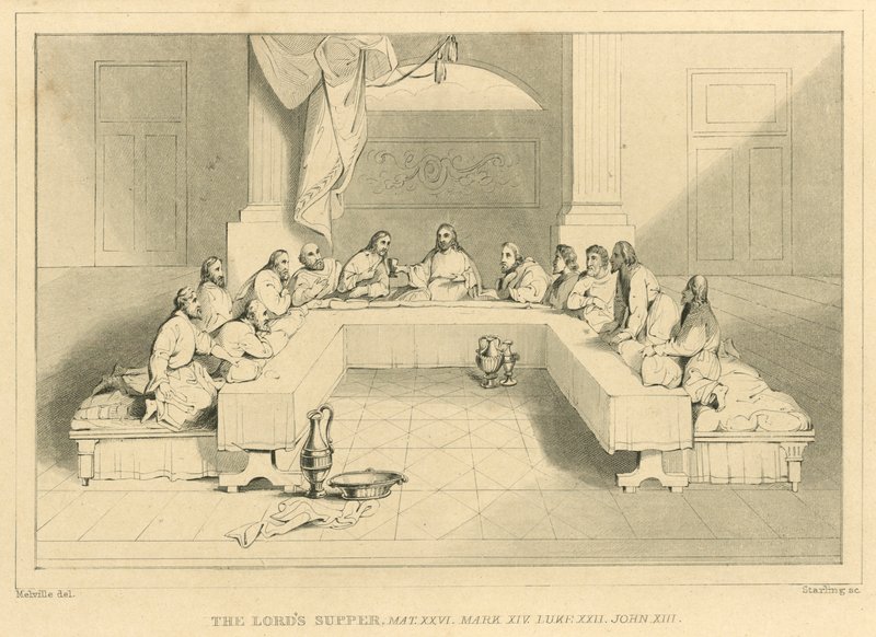 Herrens nattverd, Matteus XXVI, Markus XIV, Lukas XXII, Johannes XIII av English School