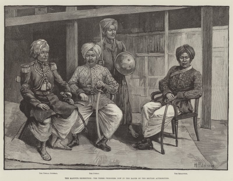 Manipur-ekspedisjonen, de tre fangene nå i hendene på de britiske myndighetene (gravering) av English School