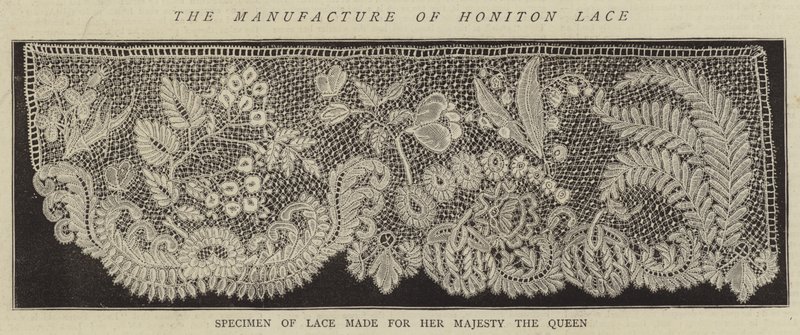 Produksjonen av Honiton Lace (gravering) av English School