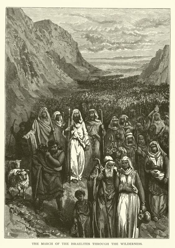 Israelittenes mars gjennom villmarken (gravering) av English School