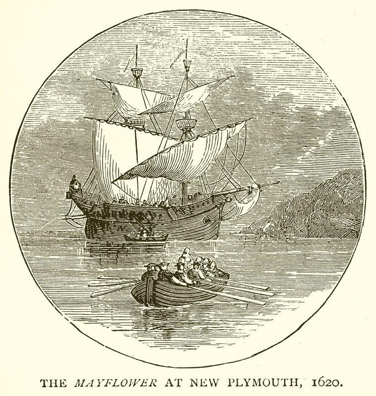 Mayflower i New Plymouth, 1620 av English School