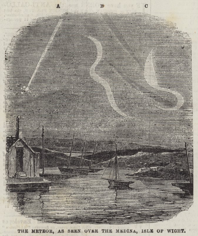 Meteoren, sett over Medinaen, Isle of Wight (gravering) av English School
