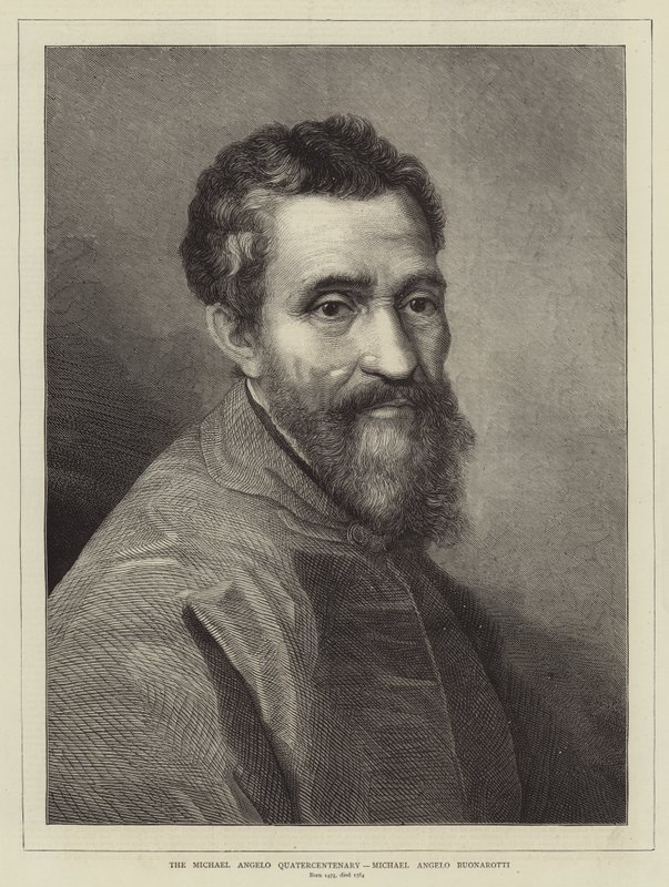 Michelangelo kvarthundreårsjubileum, Michelangelo Buonarroti (gravering) av English School