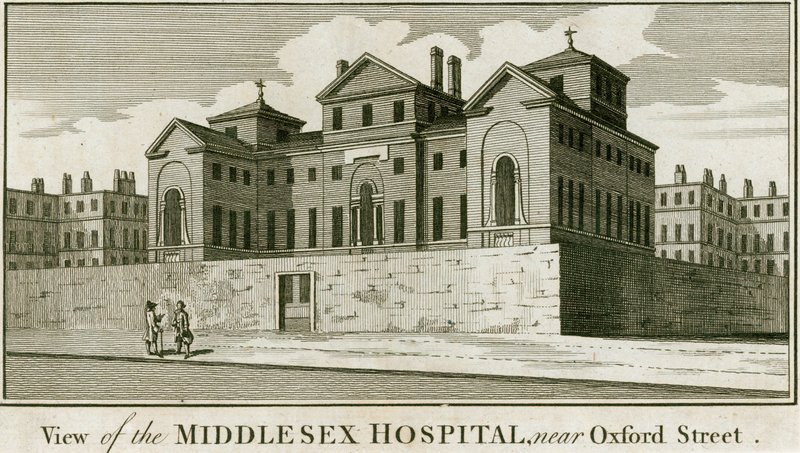 Middlesex Hospital, nær Oxford Street av English School