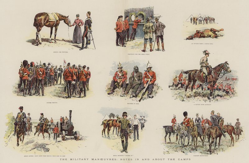 De militære manøvrene, notater i og om leirene (chromolitho) av English School