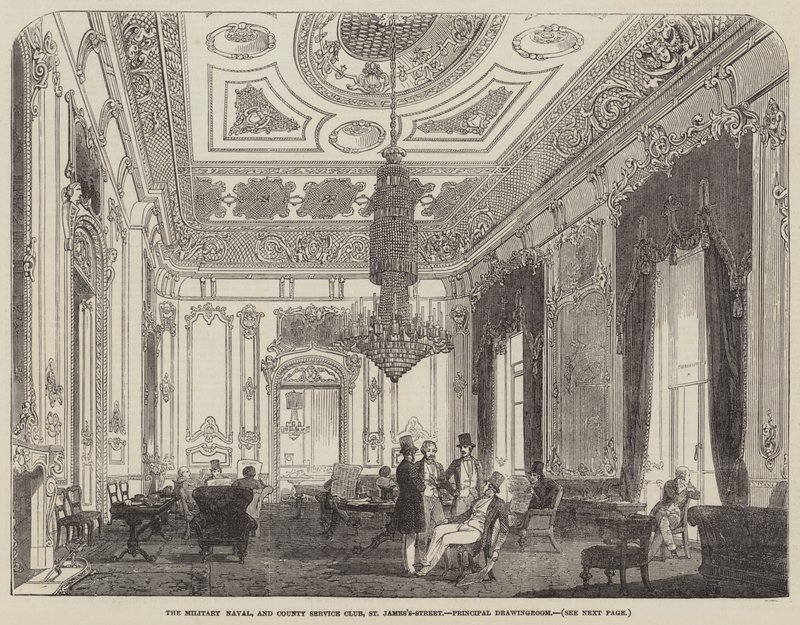 The Military Naval, and County Service Club, St James's-Street, Principal Drawingroom (gravering) av English School