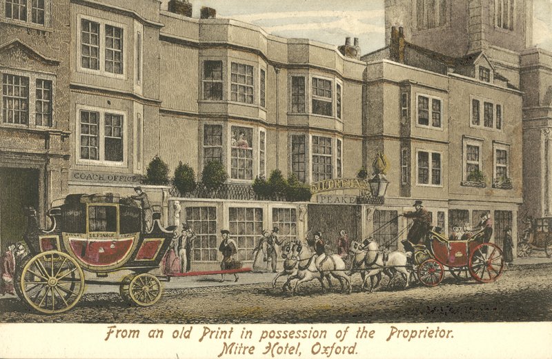 The Mitre Hotel, Oxford (farge litho) av English School