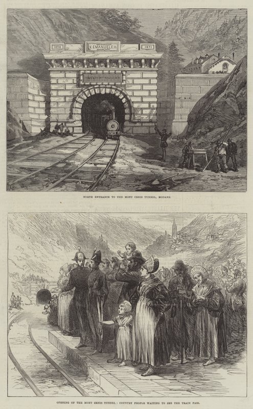 Mont Cenis-tunnelen (gravering) av English School