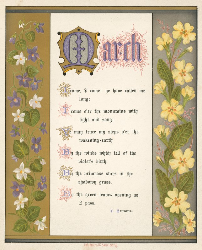 Månedene: mars (farge litho) av English School