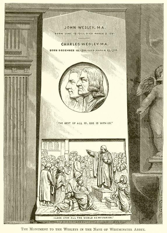 Monumentet til Wesleys i Nave of Westminster Abbey av English School