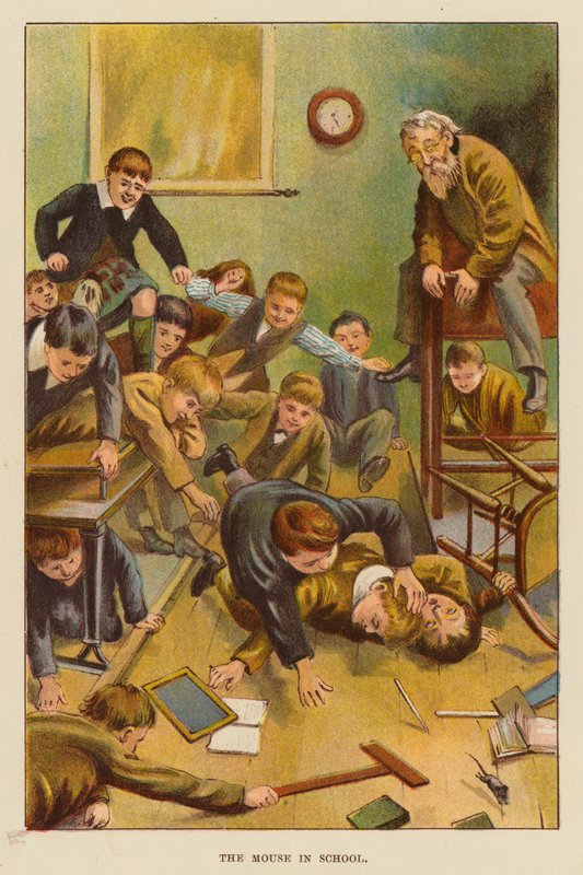 Musen på skolen (litho-farge) av English School