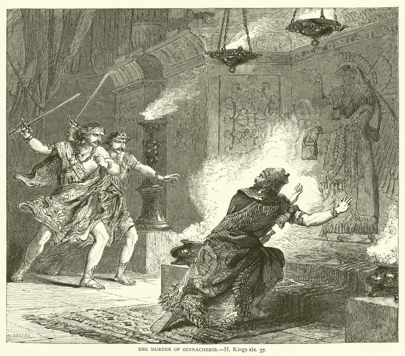 The Murder of Sanherib, II, Kings, xix, 37 av English School