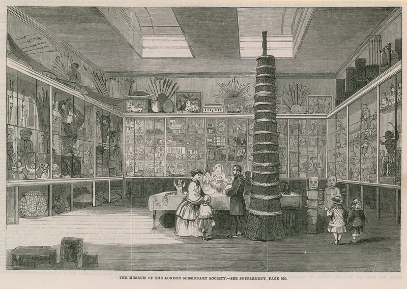 Museum of the London Missionary Society, på Bloomfield Street, publisert i Illustrated London News, 25. juni 1859 av English School