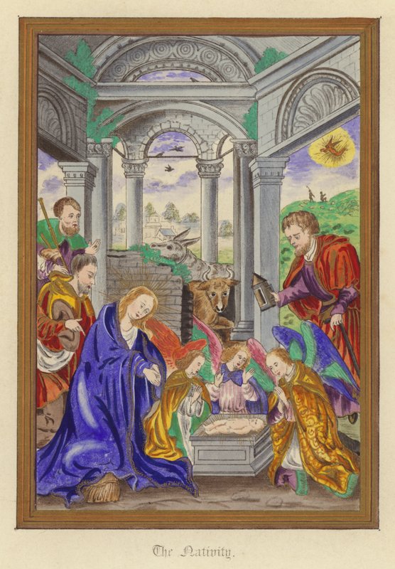 Fødselen (farge litho) av English School